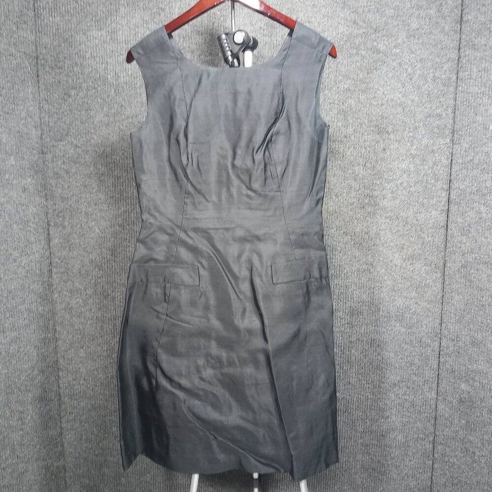 1950's Black Raw Silk A-line Black Bow Shift by Guy Douvier of Paris